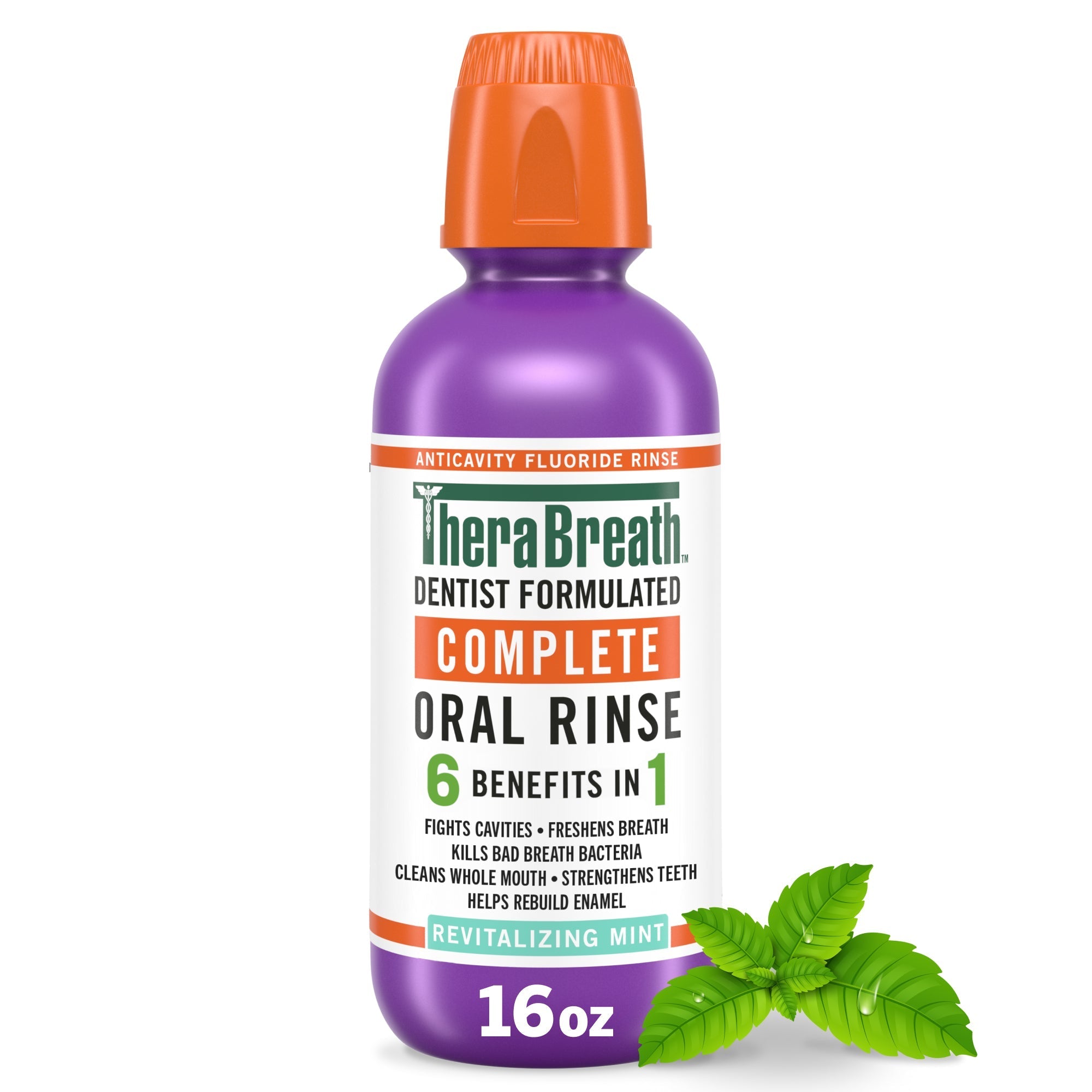 TheraBreath Complete Mouthwash, 6-in-1 Beneﬁts, Alcohol-Free, Revitalizing Mint qpuw